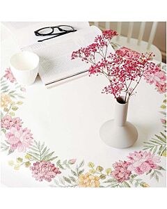 Rico Design Voorbedrukt tafelkleed chrysanten borduren 90x90cm 68307.52.21