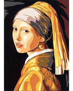 Voorbedrukte stramien van een Het meisje met de parel van Vermeer 