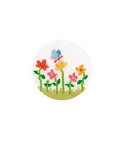 Wenskaart met omslag bloemen om te borduren 