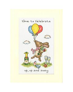 Bothy Threads borduurpakket wenskaart ballon vliegen XGC66 telpatroon incl. passe-partout, kaart en envelop