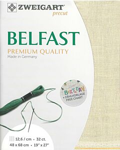 Zweigart Belfast linnen 32 counts borduurstof beige kleur