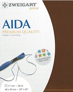 Zweigart borduurstof aida 18 counts / 7 kruisje  kleur 9010 bruin