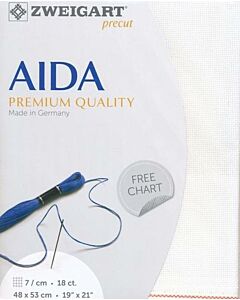 Zweigart borduurstof aida 18ct/7 kruisje wit kl.100afm. 48x53cm