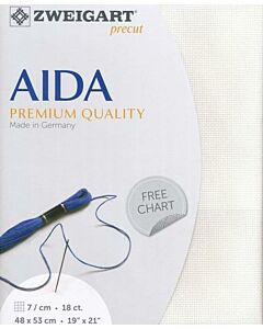 Zweigart borduurstof aida 18ct/7 kruisje wit kl.101 afm. 48x53cm