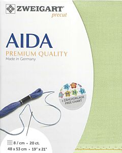 Zweigart borduurstof aida 20 counts / 8 kruisje per centimeter in de kleur 6083 licht groen