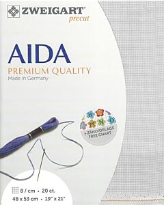 Zweigart borduurstof aida 20 counts / 8 kruisje kleur 786 grijs
