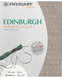 Zweigart borduurstof linnen edinburgh 35counts/14draadjes kl.1399 beige met witte stippen