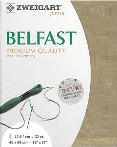 Zweigart linnen borduurstof Belfast 32counts/12,6 draden per cm kl.323 beige linnen afm. 48x68cm