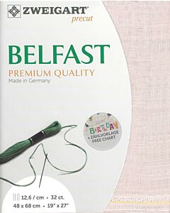 Borduurstof linnen 32counts/12,6 draden kleur 4115 licht roze Belfast van Zweigart 