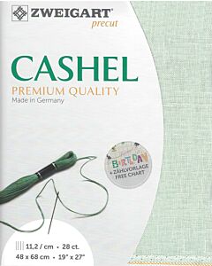 Zweigart linnen borduurstof kl.6125 mint groen Cashel 28counts/11,2 draden per cm